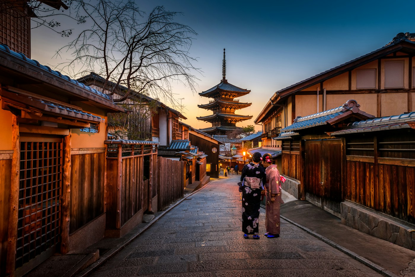 Calles de Higashiyama y pagoda de Yasaka en Kioto